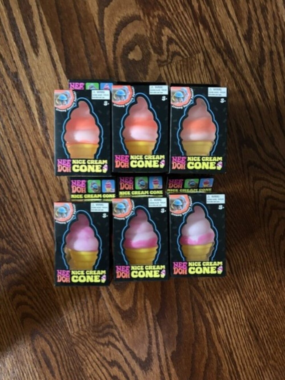 NeeDoh Squishy Fidget Toy 6 Pk Pink & Orange Nice Ice Cone Stress Relief Sensory